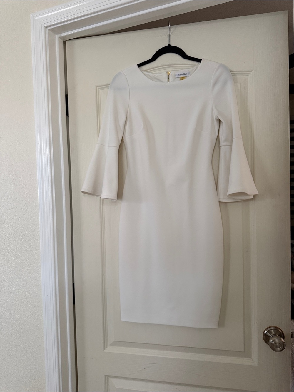 Calvin Klein Ivory Bell-Sleeve Sheath Dress